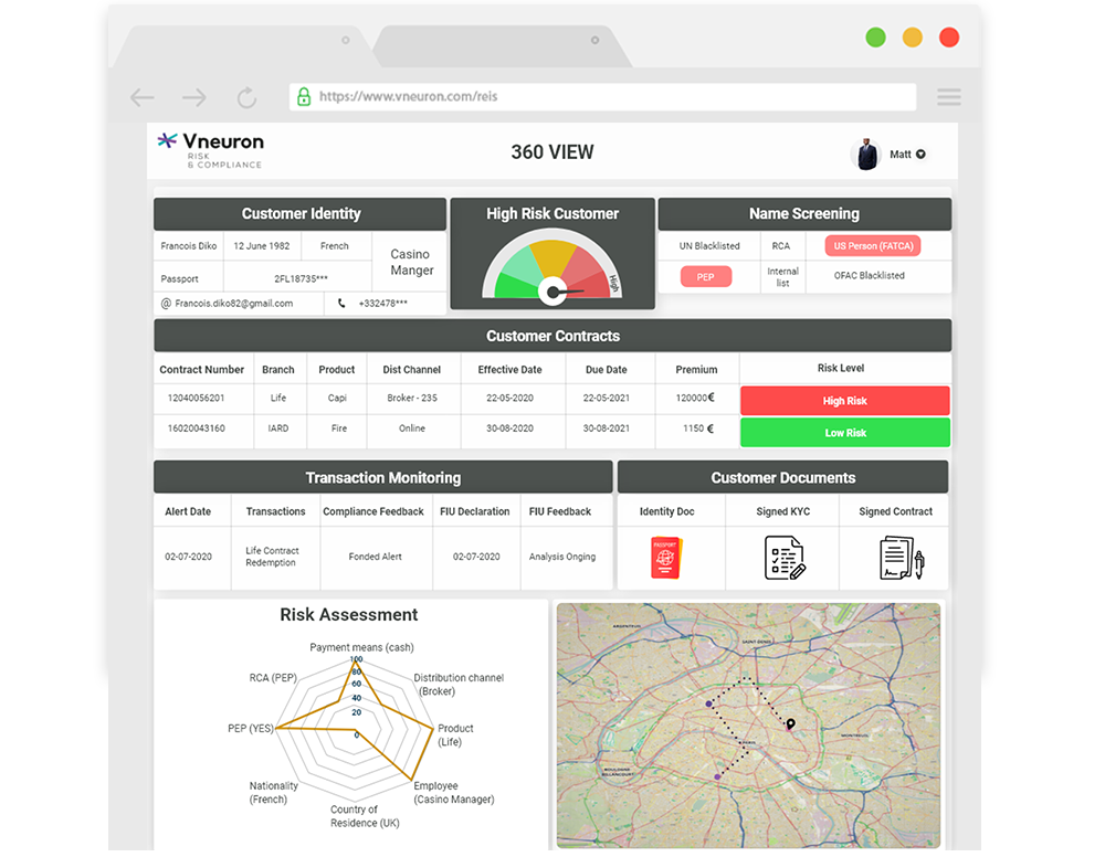 Complete interface for compliance analyst